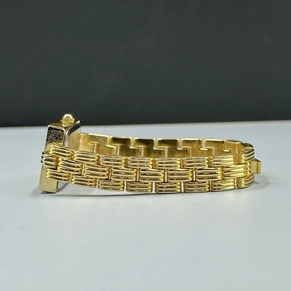 Elizabeth Taylor Watch Women Gold Tone Rectangle Case New Battery 6.75 Inch